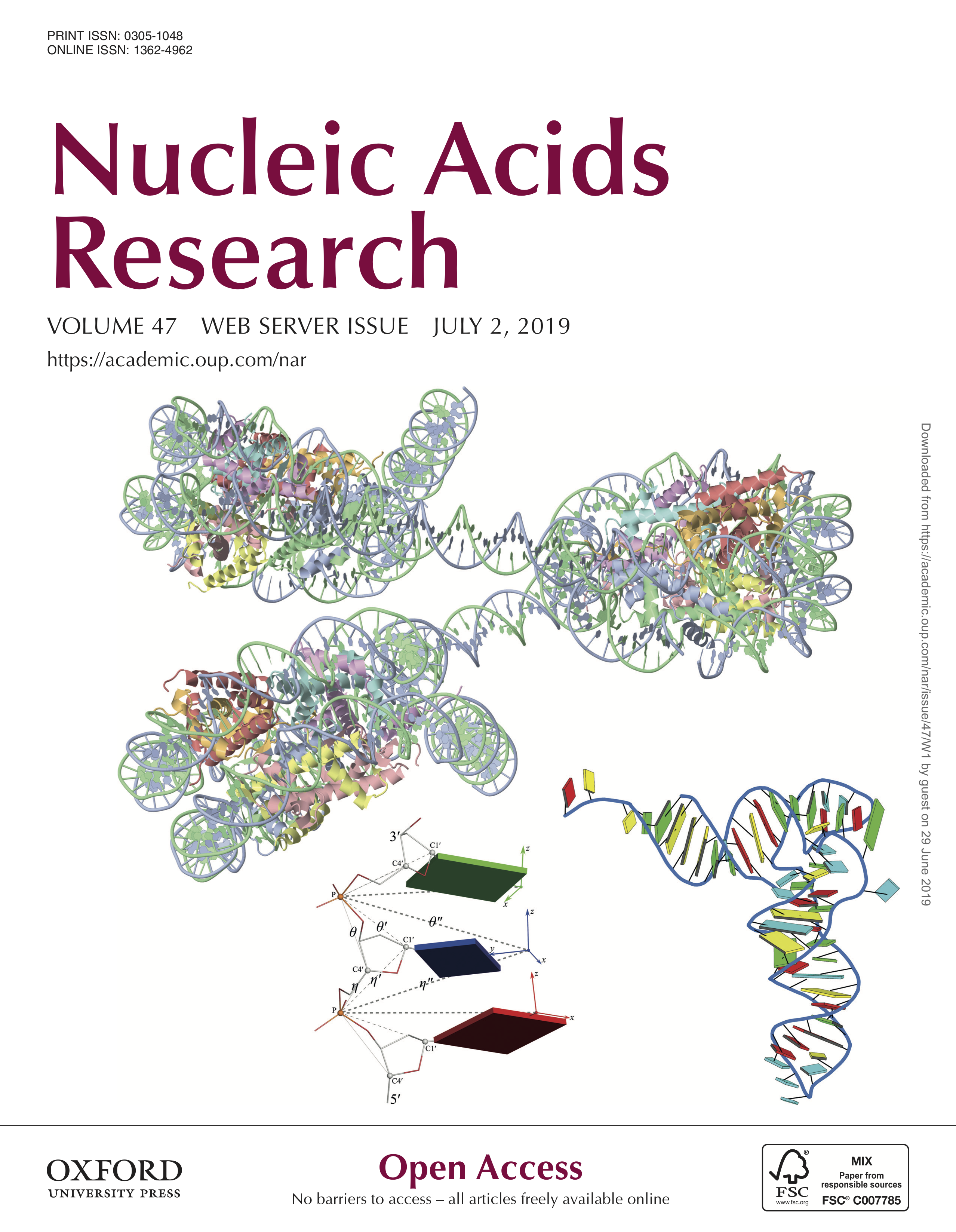 Web 3DNA 2.0 highlighted in the cover of the NAR'19 webserver issue